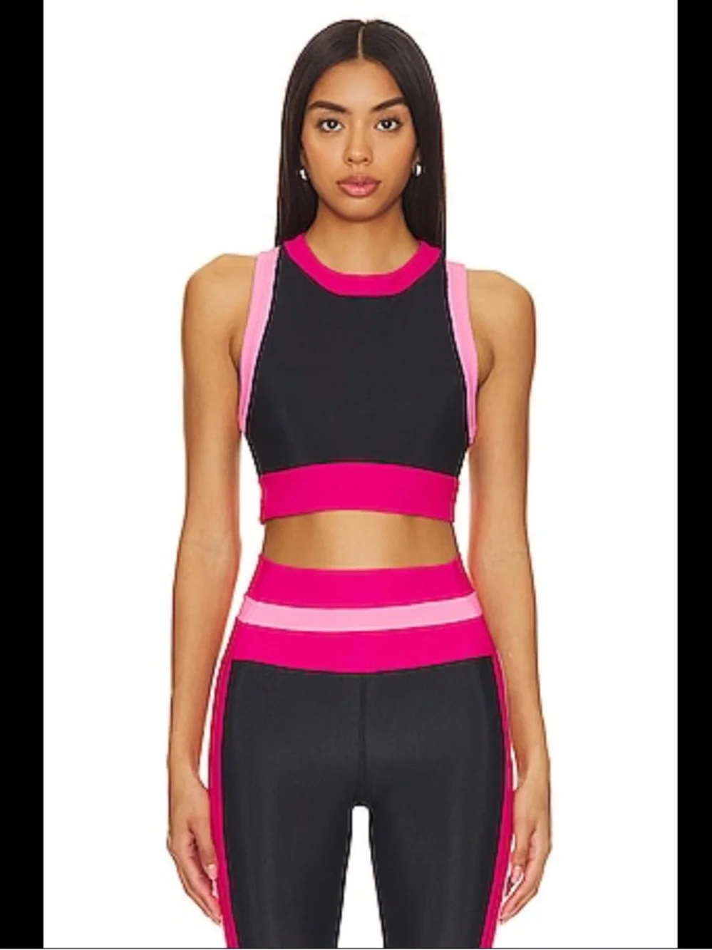 Beach Riot Gwen Colorblock Active Set Pink Black Size M Sports Bra Leggings
